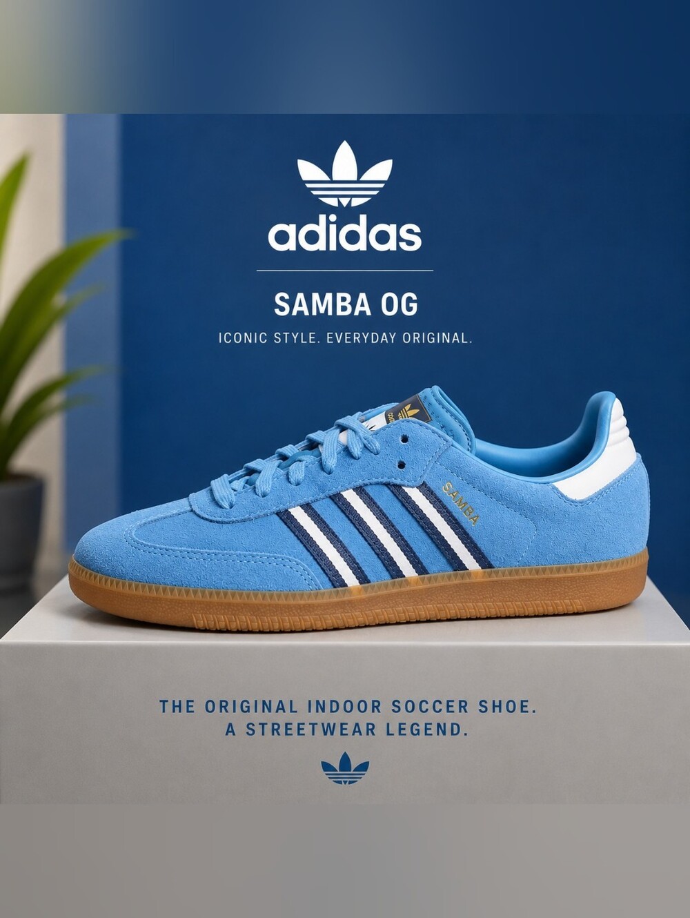 adidas Samba OG Blue Suede – Men’s 6.5 / Women’s 7.5 / Big Kids 6.5Y – NIB.